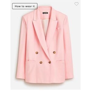 J.Crew $278 Relaxed Double Breasted Blazer in City Twill Pink Size 24 BX785 NEW